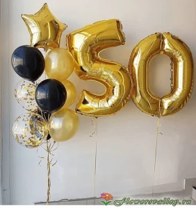 Композиция из воздушных шаров с цифрой(50)