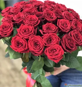 Букет из красных роз (пр-во Россия), 35 шт, 50 см