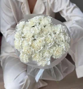 Букет белых гвоздик, 25 шт