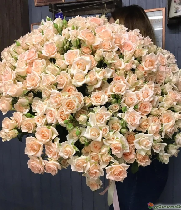 Букет из 15 персиковых кустовых роз "Яна" (JANA) Фото 6