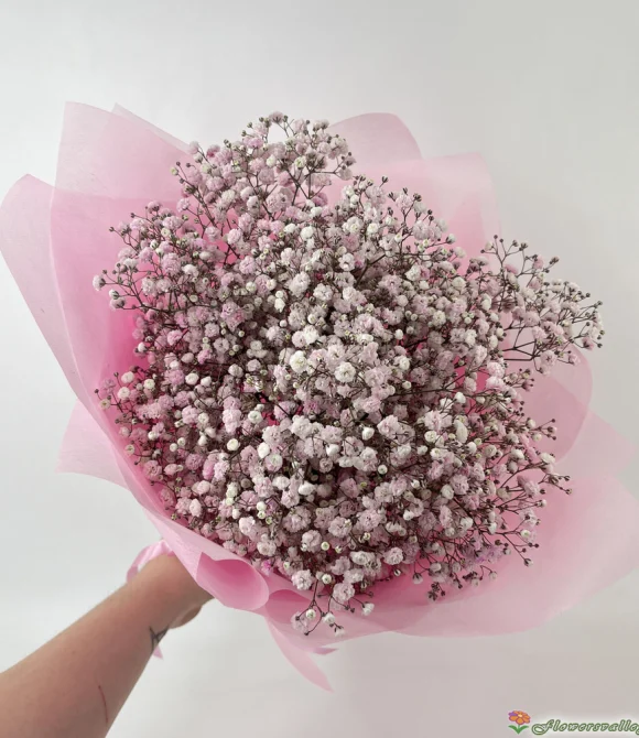 Букет из розовой гипсофилы, 11 шт.