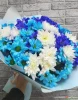 Букет из синих и белых хризантем, 15 шт.