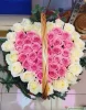 Сердце из 51 розовой розы в корзине