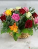 Корзинка разноцветных  роз 15 шт.