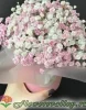 Шляпная коробка с розовой гипсофилой  3 шт 