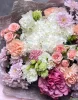 букет с кантри блюз, хризантемой и гортензией