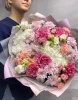 букет с кантри блюз, хризантемой и гортензие