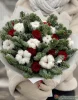 Букет новогодний с хлопком и розами