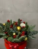 Новогодняя композиция в шляпной коробке